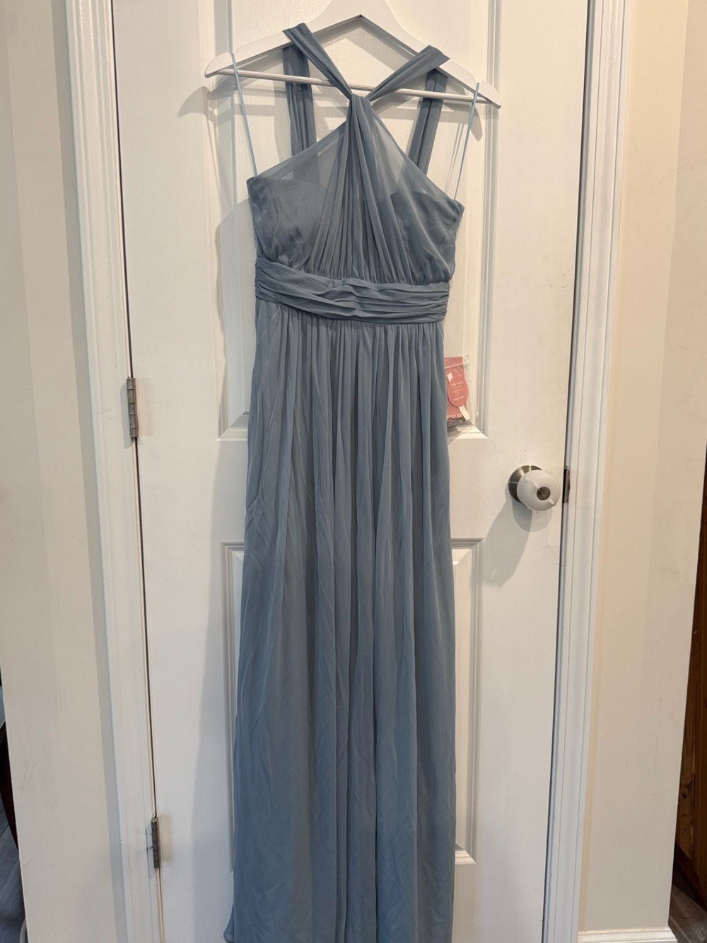 Birdy Grey Twisted-Halter Maxi Dress in Dusty Blue